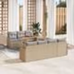 vidaXL Ensemble de Jardin 8 Pièces avec Coussins Beige Poly Rattan