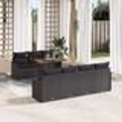 Ensemble de canapé de jardin 8 pièces avec coussins noir poly rattan