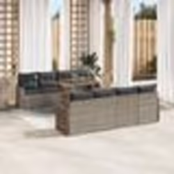 Ensemble de Canapé de Jardin de 9 Pièces avec Coussins en Gris Poly Rotin