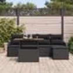 Ensemble de canapés de jardin de 6 pièces avec coussins en poly rotin noir