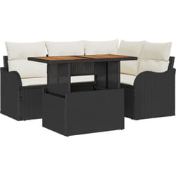 Ensemble de Canapé de Jardin 5 pièces avec Coussins en Poly Rattan Noir vidaXL