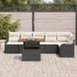 Ensemble de canapé de jardin 7 pièces avec coussins Rotin Poly Noir