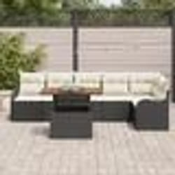 Ensemble de canapé de jardin 7 pièces avec coussins Rotin Poly Noir