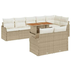 vidaXL Ensemble de canapé de jardin 9 pcs Beige Poly rotin