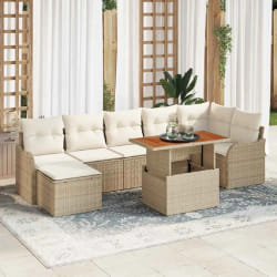 vidaXL Ensemble de canapé de jardin 8 pcs Beige Poly rotin