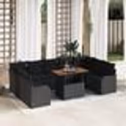 Ensemble de Canapés de Jardin de 10 Pièces avec Coussins en Poly Rattan Noir
