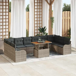 vidaXL Ensemble de canapé de jardin 11 pcs Gris Poly rotin
