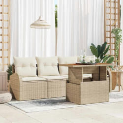 vidaXL Ensemble de canapé de jardin 5 pcs Beige Poly rotin