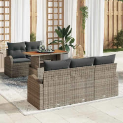 vidaXL Ensemble de canapé de jardin 6 pcs Gris Poly rotin