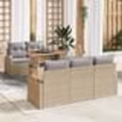 Set de Canapé de Jardin vidaXL 6 Pièces avec Coussins Beige Rotin Poly