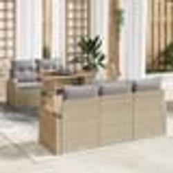 Set de Canapé de Jardin vidaXL 6 Pièces avec Coussins Beige Rotin Poly