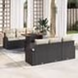 Ensemble de jardin 7 pièces vidaXL avec coussins en poly rotin noir