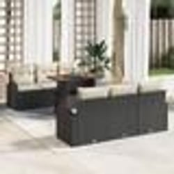 Ensemble de jardin 7 pièces vidaXL avec coussins en poly rotin noir