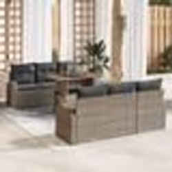 Ensemble de Canapés de Jardin 7 pièces avec Coussins Gris en Poly Rattan