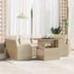 Ensemble de canapé de jardin de 7 pièces avec coussins Beige Poly Rotin