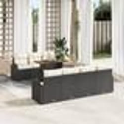 Ensemble de Canapé de Jardin de 8 Pièces avec Coussins Noir en Poly Rattan