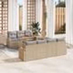 Ensemble de Canapé de Jardin 8 Pièces avec Coussins Beige Rattan Poly
