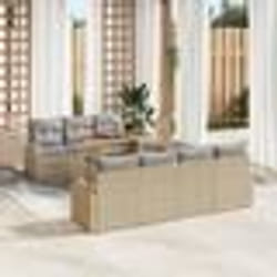 Ensemble de Canapé de Jardin 8 Pièces avec Coussins Beige Rattan Poly