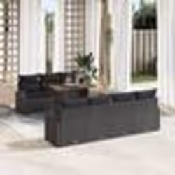 Ensemble de 8 Pièces de Canapés de Jardin avec Coussins Noir en Rattan Poly