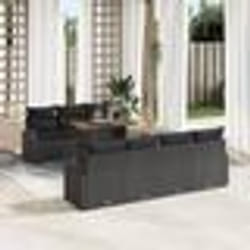 Ensemble de 8 Pièces de Canapés de Jardin avec Coussins Noir en Rattan Poly