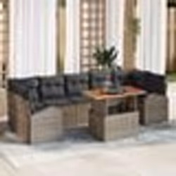 Ensemble de Canapé de Jardin de 8 Pièces avec Coussins Gris Poly Rattan