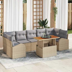 vidaXL Ensemble de canapé de jardin 8 pcs Beige Poly rotin