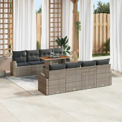 vidaXL Ensemble de canapé de jardin 9 pcs Gris Poly rotin