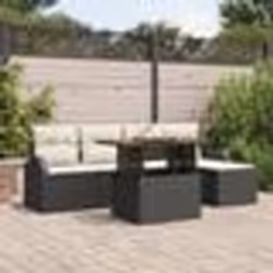 Canapé de Jardin vidaXL 6 Pièces avec Coussins Noir en Poly Rattan