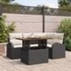 Ensemble de Canapés de Jardin 5 pièces avec coussins, Rattan Noir