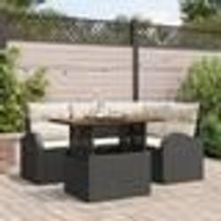 Ensemble de Canapés de Jardin 5 pièces avec coussins, Rattan Noir