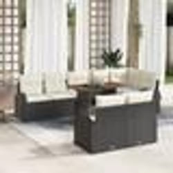 Ensemble de 9 pièces de canapés de jardin avec coussins Rattan Poly Noir