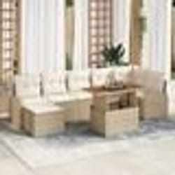 Ensemble de 8 Pièces de Canapé de Jardin avec Coussins Beige Poly Rattan