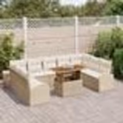 Set de sofa de jardin 10 pièces avec coussins Beige Poly Rattan