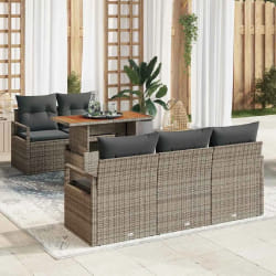 vidaXL Ensemble de canapé de jardin 6 pcs Gris Poly rotin