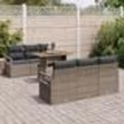 Ensemble de Canapés de Jardin 7 Pièces avec Coussins Gris Poly Rattan
