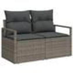Canapé de Jardin 7 Pièces avec Coussins Rattan Synthétique Gris