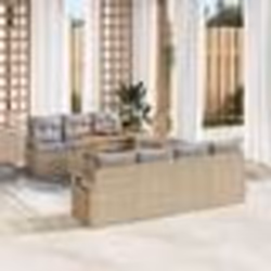 Canapés de Jardin 8 Pièces avec Coussins Beige Poly Rattan