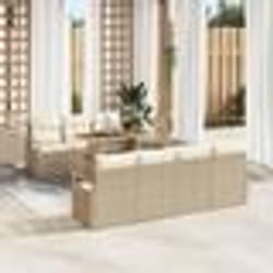 Ensemble de canapés de jardin 8 pièces avec coussins beige en rotin poly