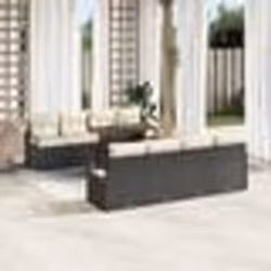 Ensemble de Canapés de Jardin de 9 Pièces avec Coussins Noir Rattan Poly