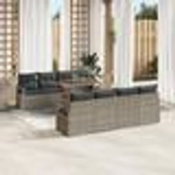 vidaXL Canapé de Jardin 9 Pièces avec Coussins Rattan Poly Gris