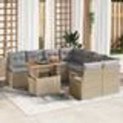 vidaXL Canapé de Jardin 9 Pièces avec Coussins Beige
