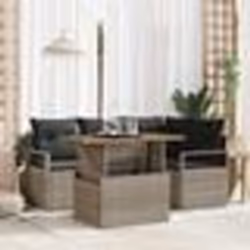 vidaXL Ensemble Canapé Jardin 5 Pièces avec Coussins - Rattan Poly Gris