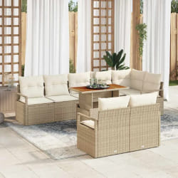 vidaXL Ensemble de canapé de jardin 9 pcs Beige Poly rotin