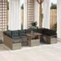 Canapé de Jardin vidaXL de 11 pièces avec Coussins Gris Rotin