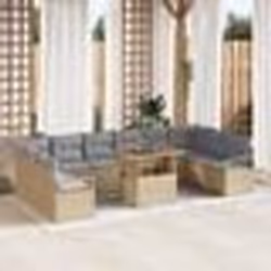 Canapé de jardin vidaXL 11 pièces avec coussins Beige Poly Rattan