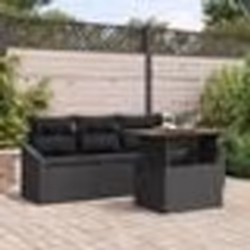 vidaXL Ensemble de canapé de jardin 5 pièces avec coussins en poly rattan noir
