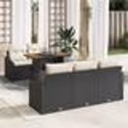 vidaXL Ensemble de salon de jardin 6 pièces avec coussins en poly rattan noir