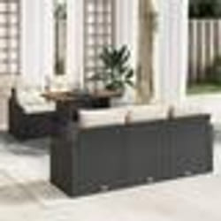 vidaXL Ensemble de salon de jardin 6 pièces avec coussins en poly rattan noir