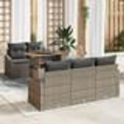 vidaXL Ensemble de canapés de jardin de 6 pièces avec coussins gris en poly rotin