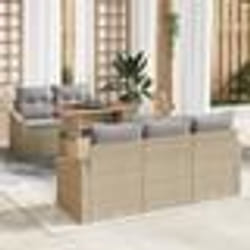 vidaXL Ensemble de canapé de jardin 6 pièces avec coussins beige en poly rattan